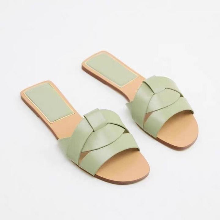 cross strap slide sandals