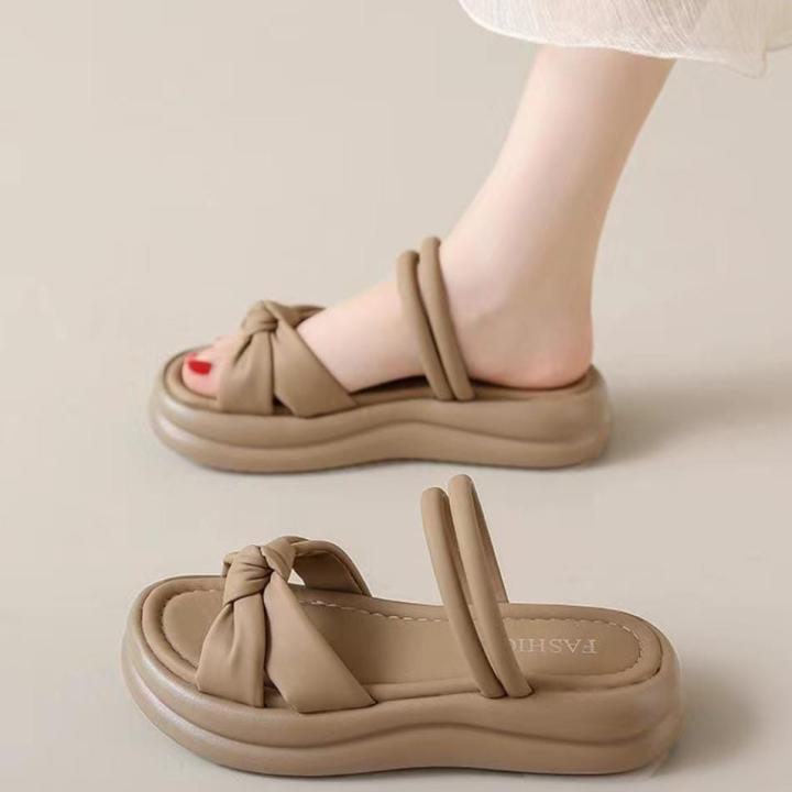knot slide platform sandals